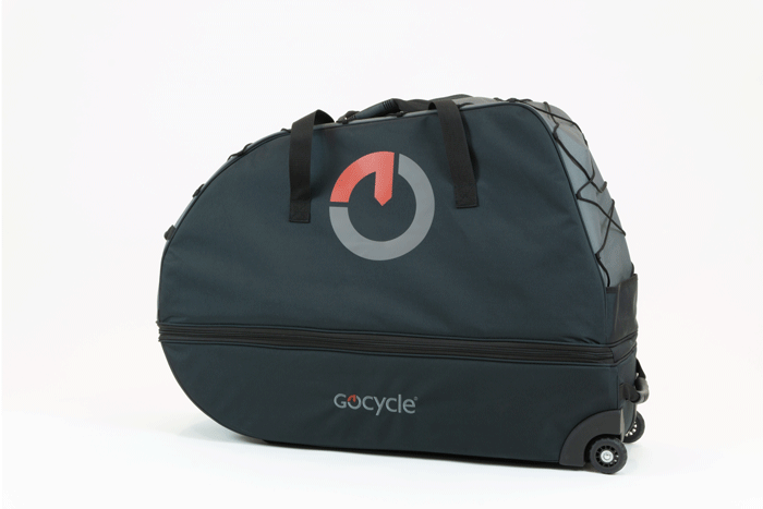Gocycle travel case gif. Slowly rotating clockwise 