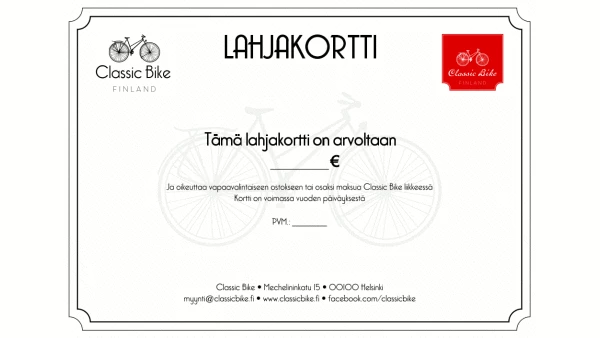 Classic Bike Lahjakortti 30€