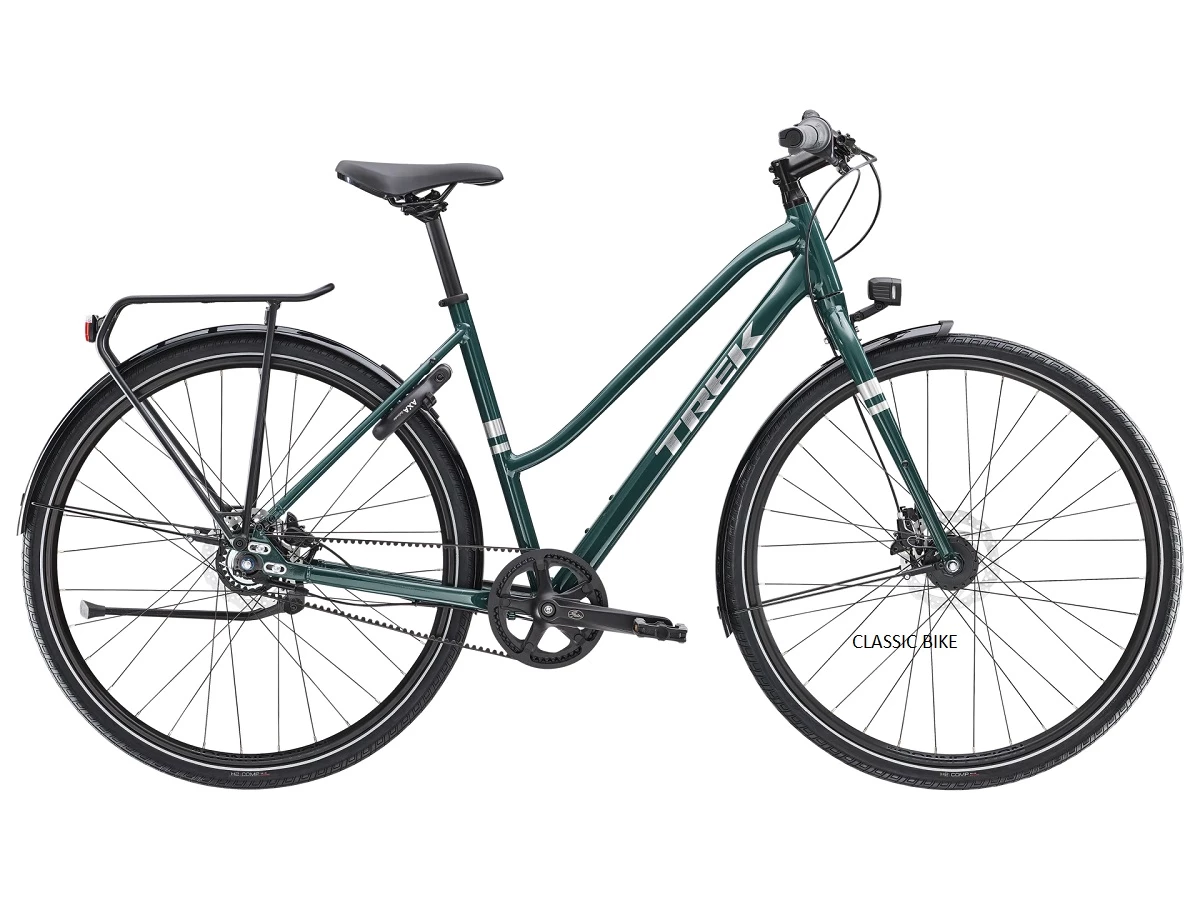 Trek District 3 Midstep Juniper hihnavetoinen hybridipyörä
