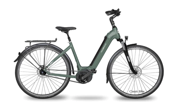 Velo de Ville AEB 890 Pure hihnavetoinen sähköpyörä - Eucalyptus Green Mat